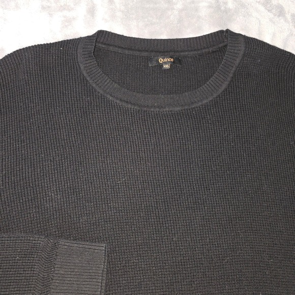 Quince Other - Quince Organic Cotton Cashmere Waffle Crewneck Sweater Black XXL